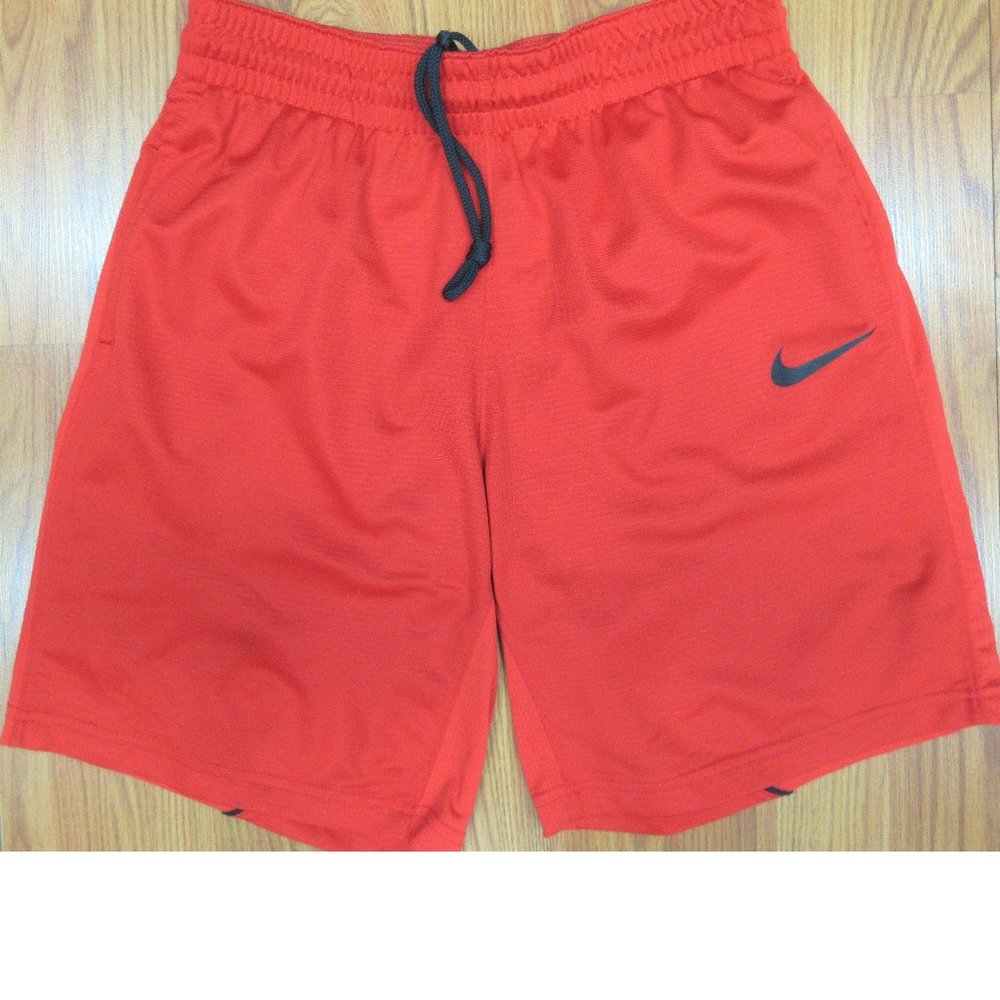 NIKE DRI-FIT POLYESTER ATHLETIC SHORTS RED & BLACK Sz LARGE, L